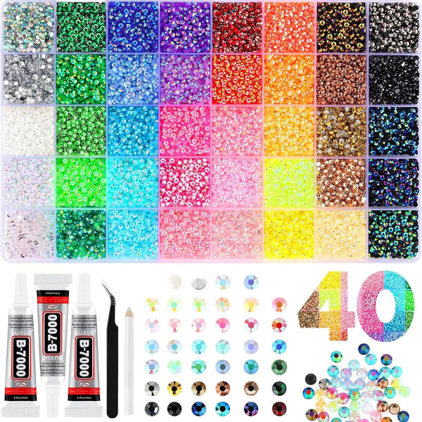 Kit Strasuri 40 de Culori (~32.000 buc.) cu Adeziv